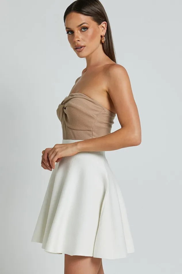 Farrah Mini Skirt 8211 High Waisted A Line Skirt In Off White Women Showpo Skirts