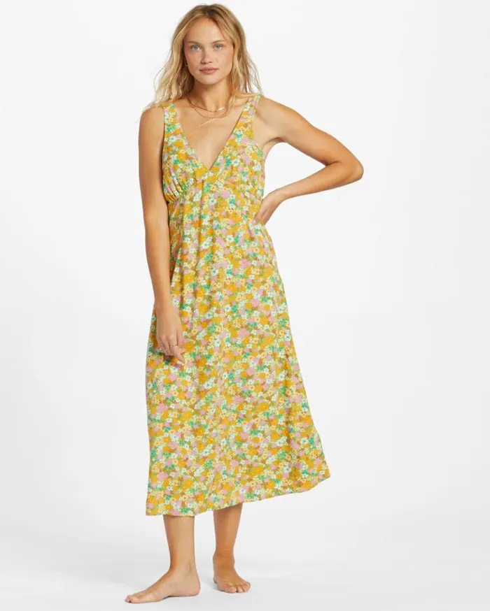 Feel The Love Midi Dress Palm Green Women Billabong Midi Dresses