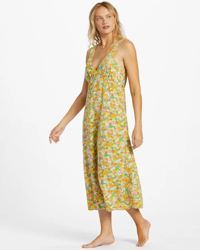 Feel The Love Midi Dress Palm Green Women Billabong Midi Dresses