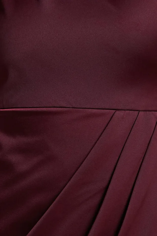 Felt So Happy Midi Dress 8211 One Shoulder Drape Dress In Wine Women Showpo Curve Clothes