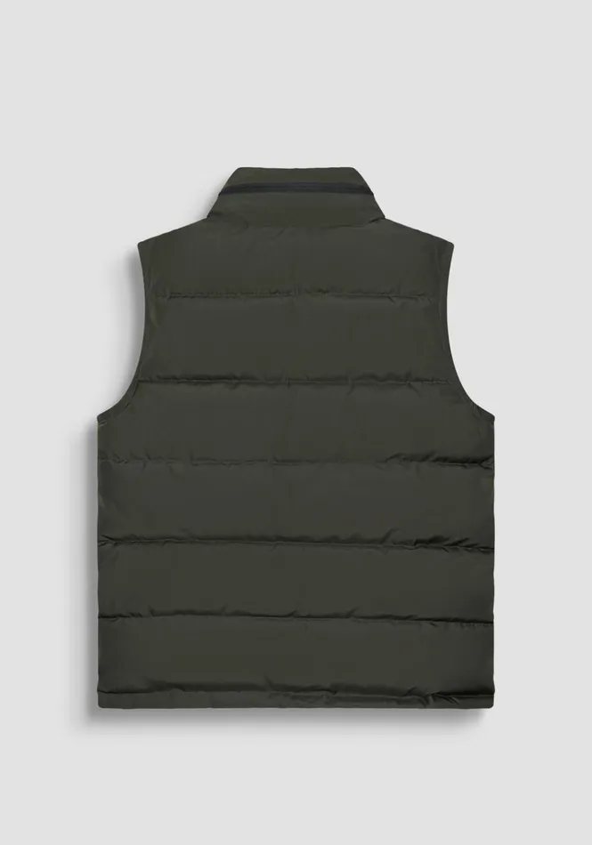 Field Jackets And Coats Men Antony Morato Green Regular Fit Sleeveless Down Jacket With Dupont Sorona Synthetic Padding Dark Olive Green
