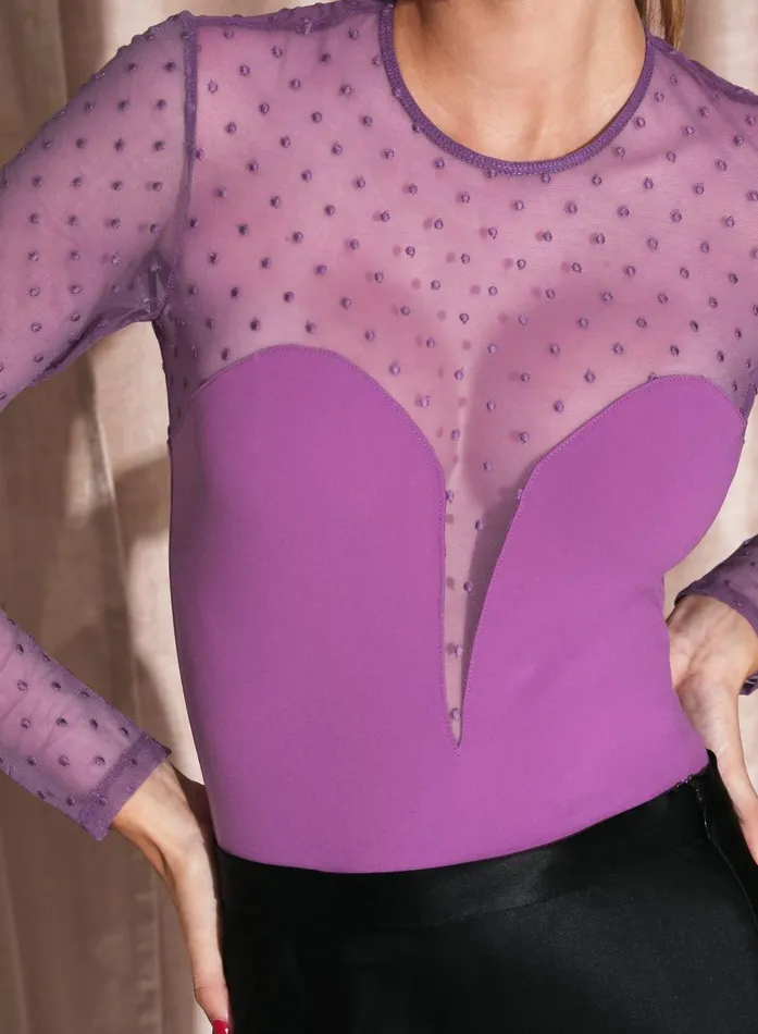 Fleur Du Mal Bodysuits Women Dotty Jersey Plunge Bodysuit Pink Iris