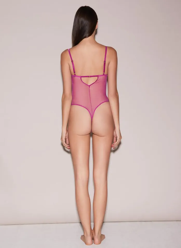 Fleur Du Mal Bodysuits Women Queen Of Hearts Bodysuit Ultra Pink Fleur Du Mal Bodysuits Women Queen Of Hearts Bodysuit Ultra Pink