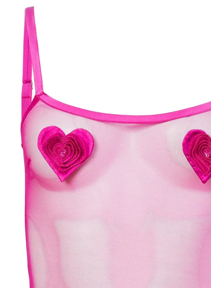 Fleur Du Mal Bodysuits Women Queen Of Hearts Bodysuit Ultra Pink Fleur Du Mal Bodysuits Women Queen Of Hearts Bodysuit Ultra Pink
