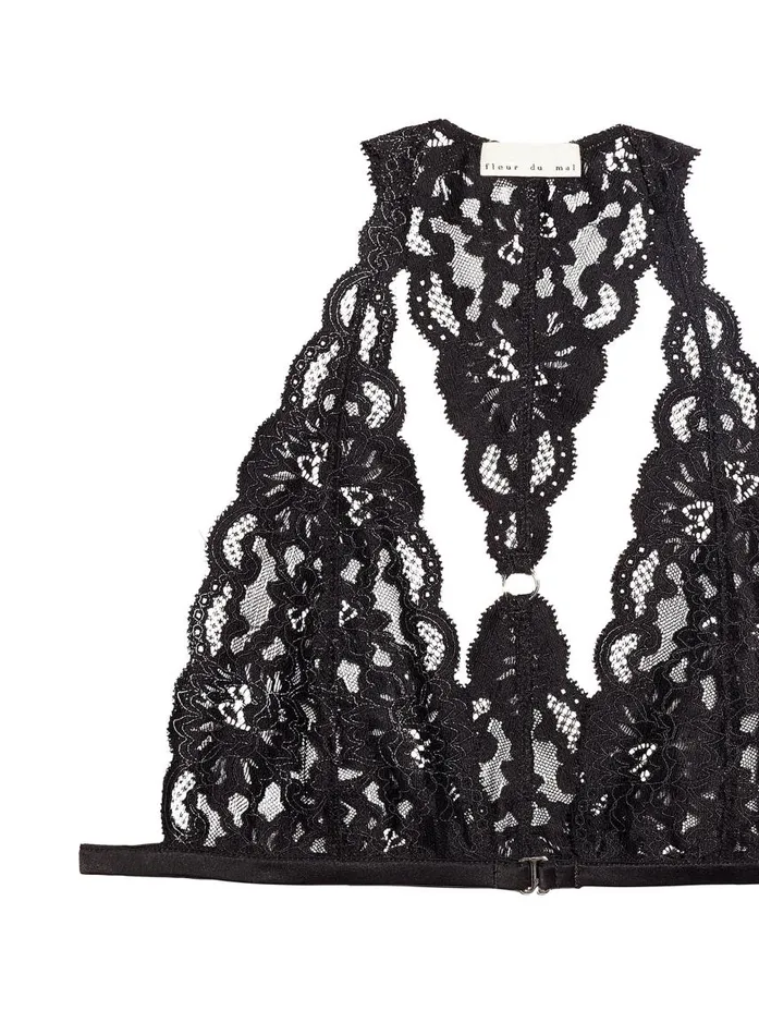 Fleur Du Mal Bralettes and Wireless Bras Women Charlotte Racerback Bra Black Fleur Du Mal Bralettes and Wireless Bras Women Charlotte Racerback Bra Black