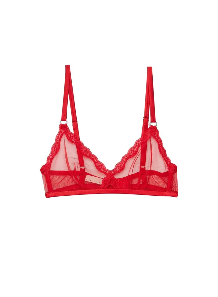 Fleur Du Mal Bralettes and Wireless Bras Women Sheer Tulle Bralette Rouge Fleur Du Mal Bralettes and Wireless Bras Women Sheer Tulle Bralette Rouge