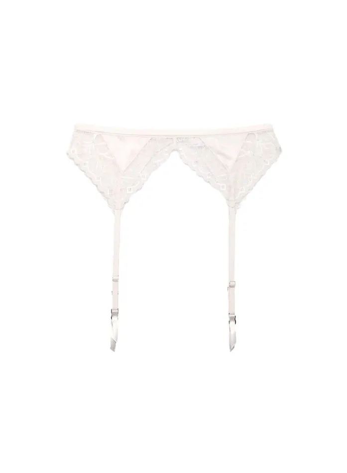 Fleur Du Mal Bridal Women Gardenia Lace Garter Belt Creme Fleur Du Mal Bridal Women Gardenia Lace Garter Belt Creme