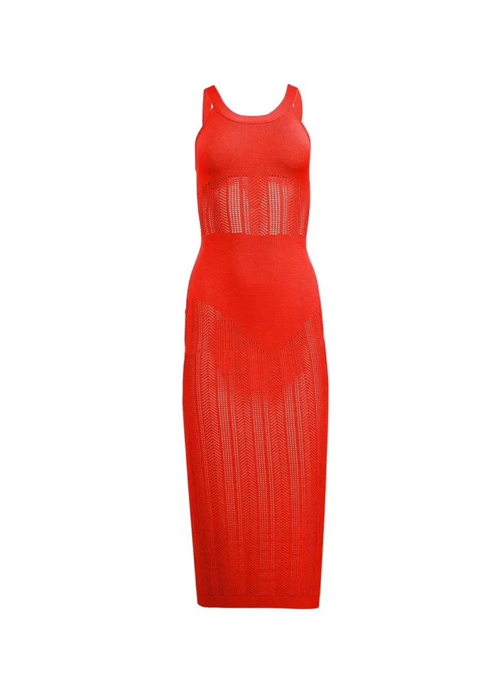 Fleur Du Mal Dresses Women Linear Pointelle Knit Dress Tamale Fleur Du Mal Dresses Women Linear Pointelle Knit Dress Tamale