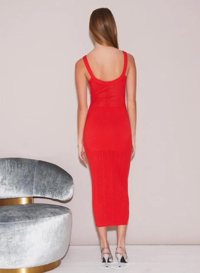 Fleur Du Mal Dresses Women Linear Pointelle Knit Dress Tamale Fleur Du Mal Dresses Women Linear Pointelle Knit Dress Tamale