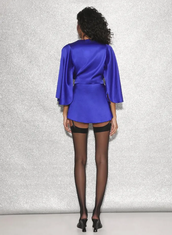 Fleur Du Mal Loungewear Women Angel Sleeve Robe Electric Blue Fleur Du Mal Loungewear Women Angel Sleeve Robe Electric Blue