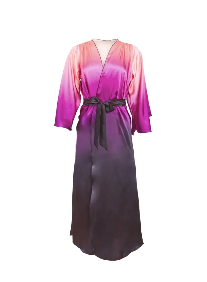Fleur Du Mal Loungewear Women Long Angel Sleeve Robe Ombre Print Fleur Du Mal Loungewear Women Long Angel Sleeve Robe Ombre Print