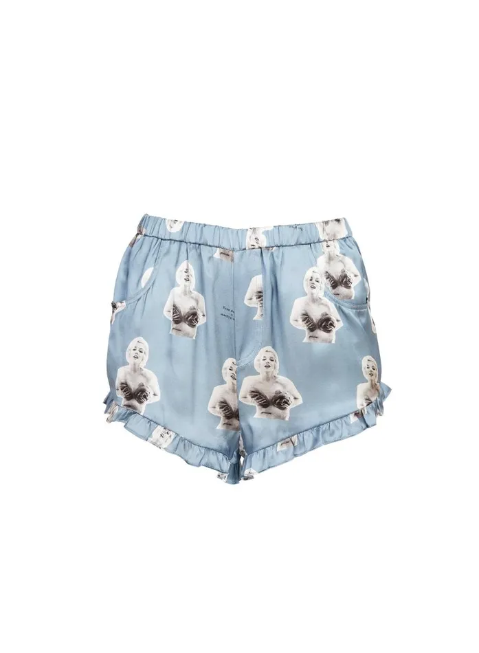 Fleur Du Mal Loungewear Women Marilyn Ruffle Shorts Marilyn Rose Print Fleur Du Mal Loungewear Women Marilyn Ruffle Shorts Marilyn Rose Print
