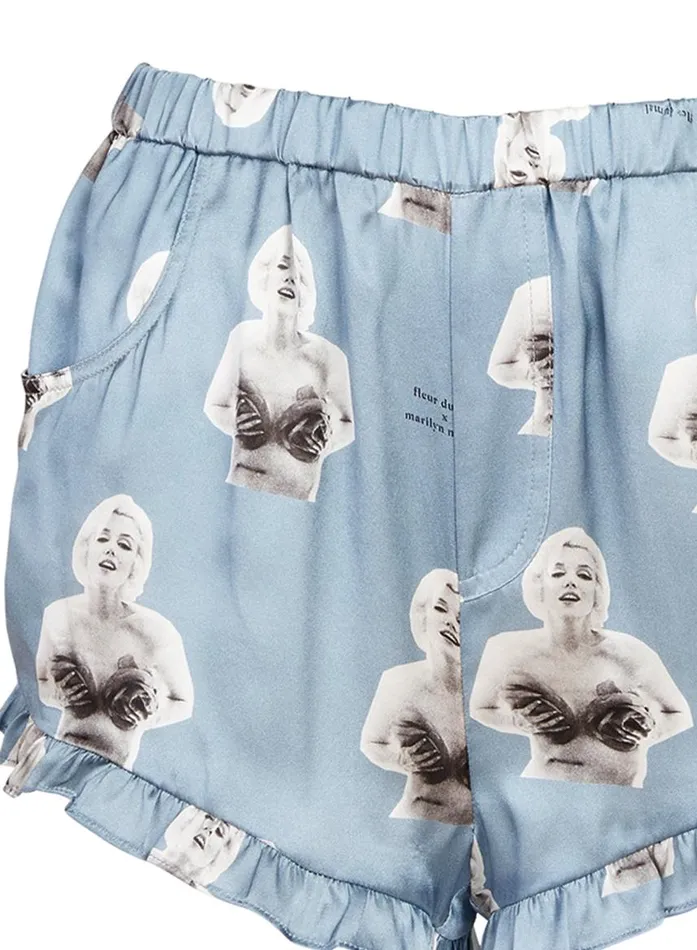 Fleur Du Mal Loungewear Women Marilyn Ruffle Shorts Marilyn Rose Print Fleur Du Mal Loungewear Women Marilyn Ruffle Shorts Marilyn Rose Print
