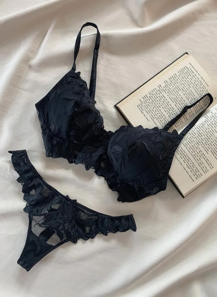 Fleur Du Mal Mastectomy Bra Women Lily Embroidery Post Surgical Bra Black Fleur Du Mal Mastectomy Bra Women Lily Embroidery Post Surgical Bra Black