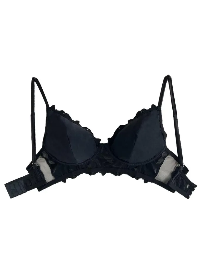 Fleur Du Mal Mastectomy Bra Women Lily Embroidery Post Surgical Bra Black Fleur Du Mal Mastectomy Bra Women Lily Embroidery Post Surgical Bra Black