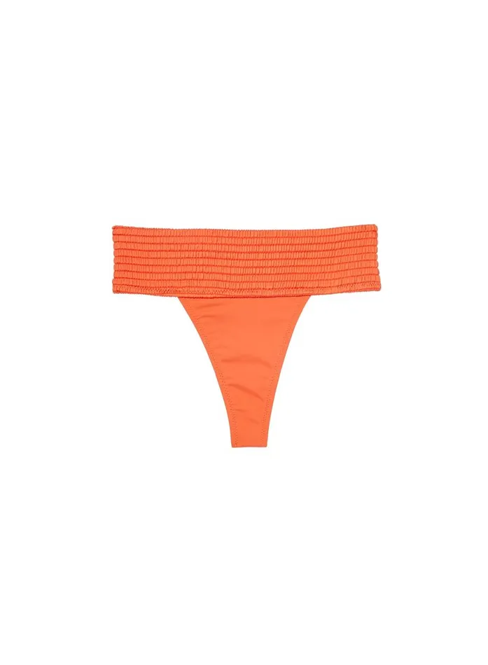 Fleur Du Mal Swim Women Smocked Cheeky Bikini Bottom Clementine Fleur Du Mal Swim Women Smocked Cheeky Bikini Bottom Clementine