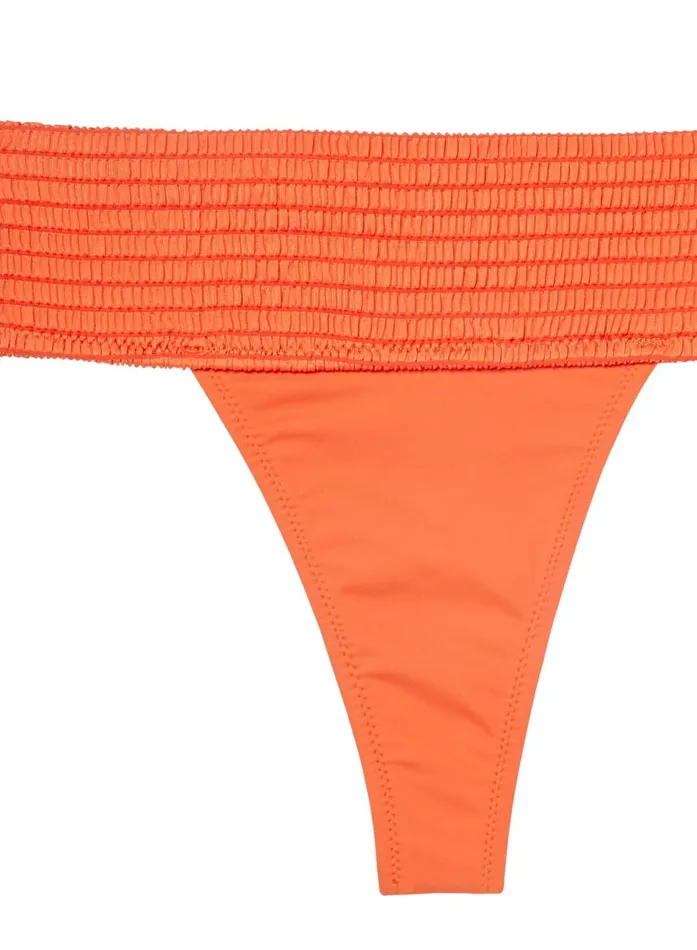 Fleur Du Mal Swim Women Smocked Cheeky Bikini Bottom Clementine Fleur Du Mal Swim Women Smocked Cheeky Bikini Bottom Clementine