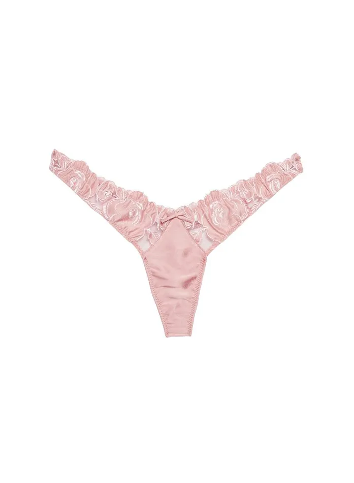 Fleur Du Mal Thongs Women Rose Logo Embroidery Thong Rose Pink Fleur Du Mal Thongs Women Rose Logo Embroidery Thong Rose Pink