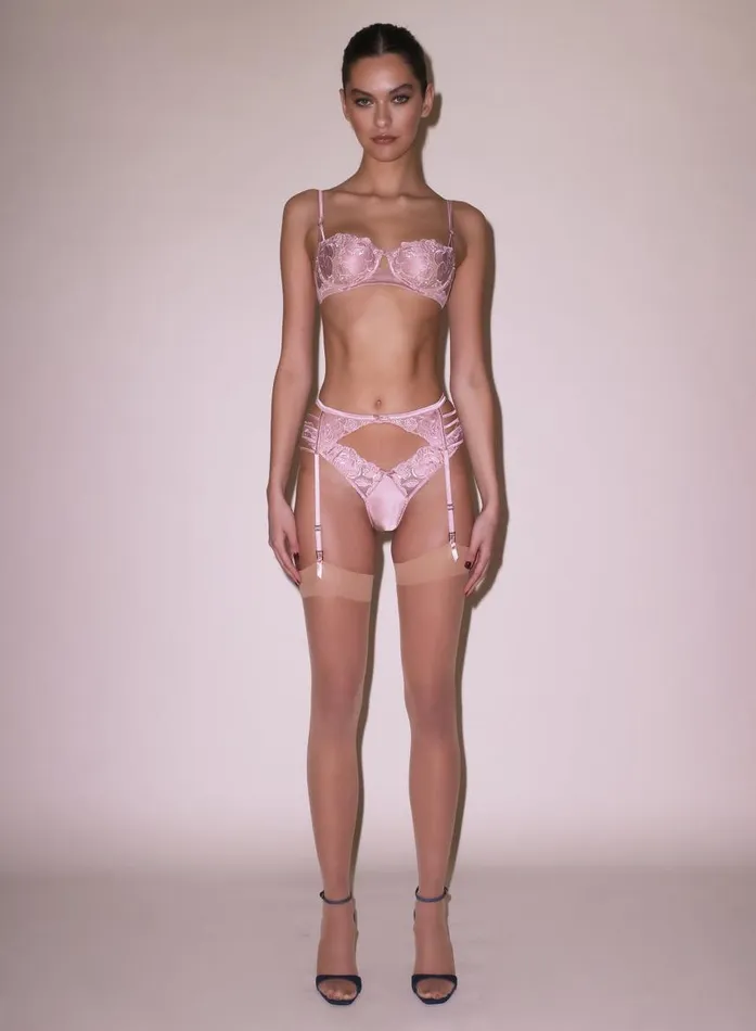 Fleur Du Mal Thongs Women Rose Logo Embroidery Thong Rose Pink Fleur Du Mal Thongs Women Rose Logo Embroidery Thong Rose Pink