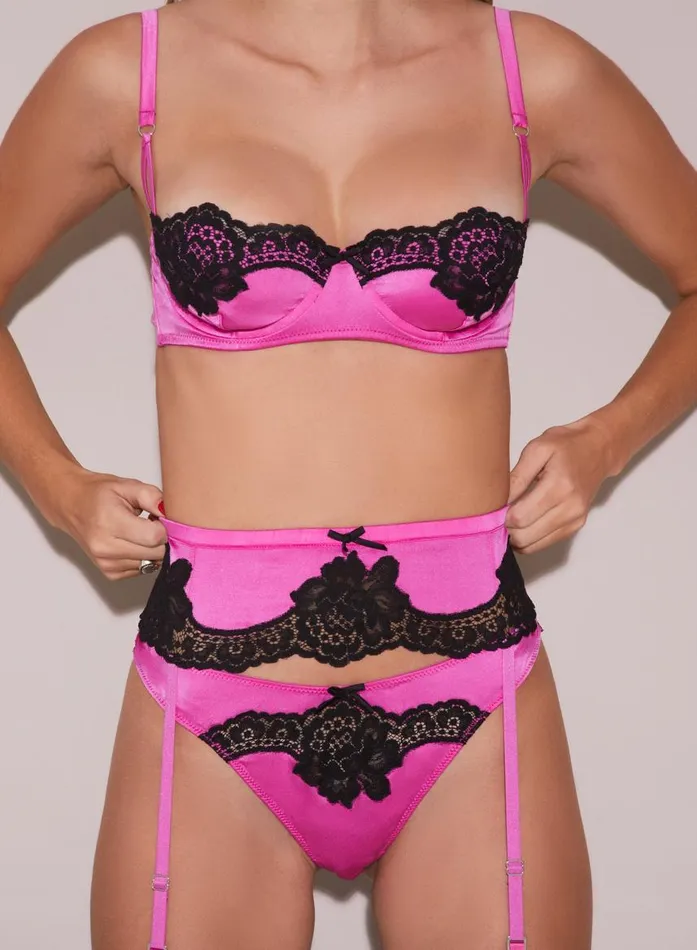 Fleur Du Mal Underwire Bras Women All About Eve Balconette Bra Some Like It Hot Pink