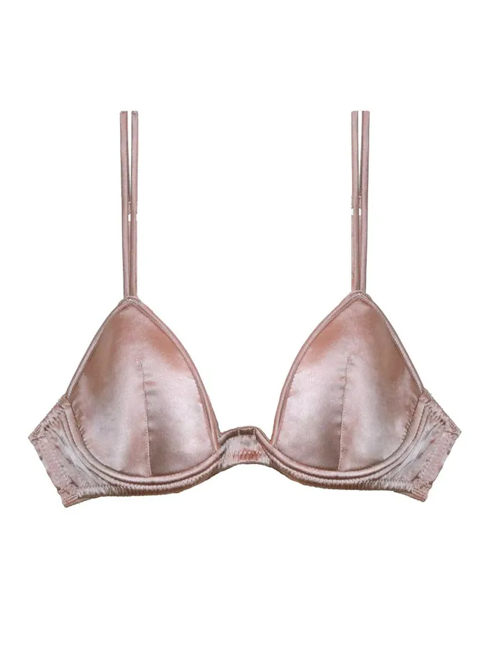 Fleur Du Mal Underwire Bras Women Luxe Plunge Bra Tan Fleur Du Mal Underwire Bras Women Luxe Plunge Bra Tan