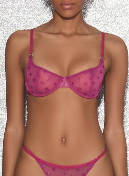 Fleur Du Mal Underwire Bras Women Monogram Embroidery Scooped Balconette Bra Fuchsia Rose Fleur Du Mal Underwire Bras Women Monogram Embroidery Scooped Balconette Bra Fuchsia Rose