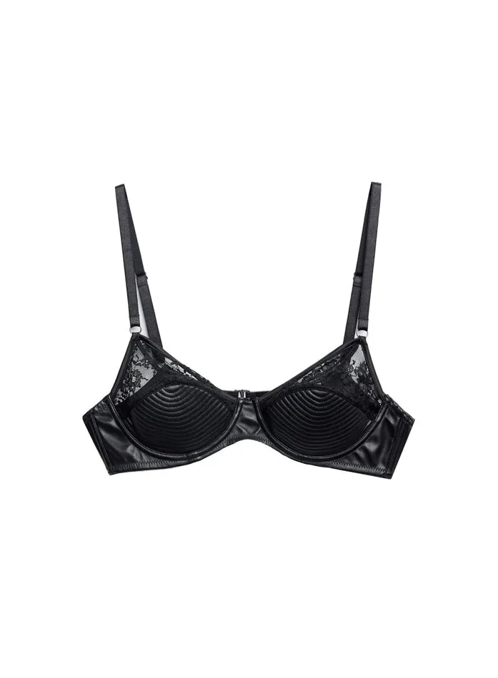 Fleur Du Mal Underwire Bras Women Vegan Leather Bebe Bra Black Fleur Du Mal Underwire Bras Women Vegan Leather Bebe Bra Black
