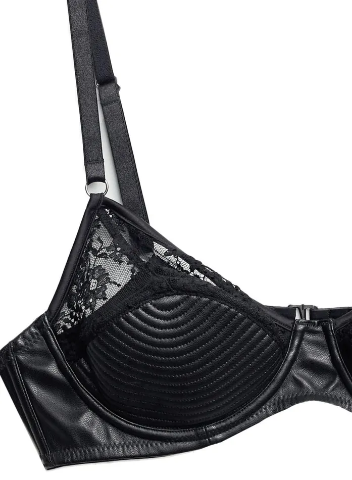 Fleur Du Mal Underwire Bras Women Vegan Leather Bebe Bra Black Fleur Du Mal Underwire Bras Women Vegan Leather Bebe Bra Black