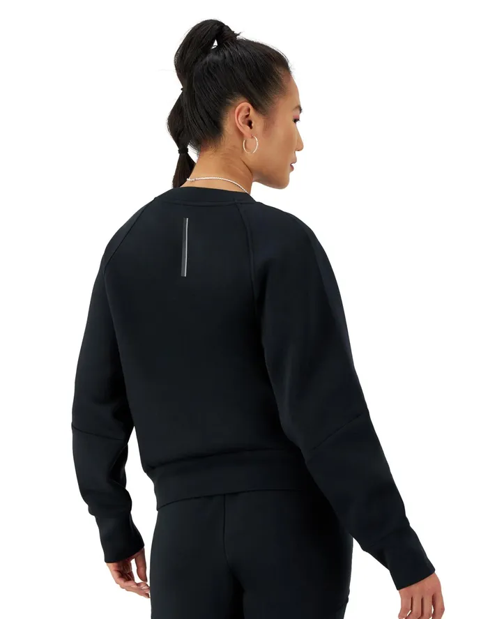 Flex Crewneck Sweater Debossed C Logo Black Women Champion Hoodies and Sweatshirts