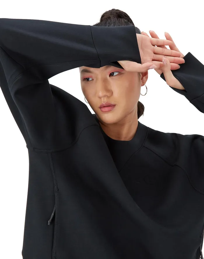 Flex Crewneck Sweater Debossed C Logo Black Women Champion Hoodies and Sweatshirts