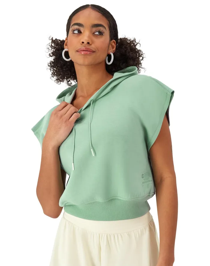 Flex Cropped Hoodie GelInfused Jocktag Sheer Water Teal Women Champion Hoodies and Sweatshirts