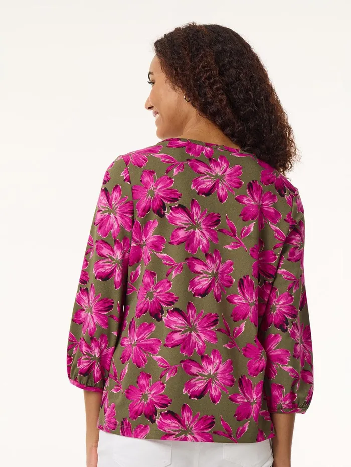 Floral Puff Sleeve Top Moss Crepe Women Jones New York Sale Floral Puff Sleeve Top Moss Crepe Women Jones New York Sale