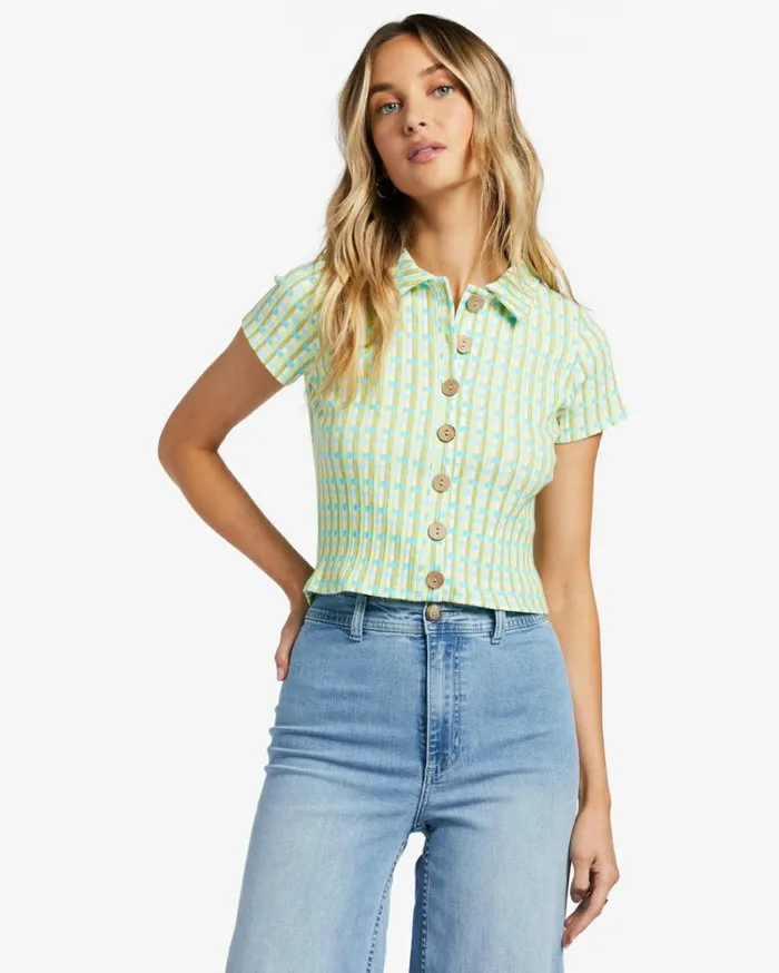 Forever Friend Rib Knit Top Ocean Eyes Women Billabong Tops