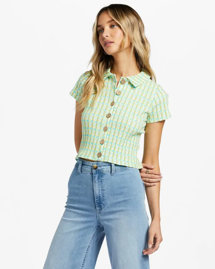 Forever Friend Rib Knit Top Ocean Eyes Women Billabong Tops