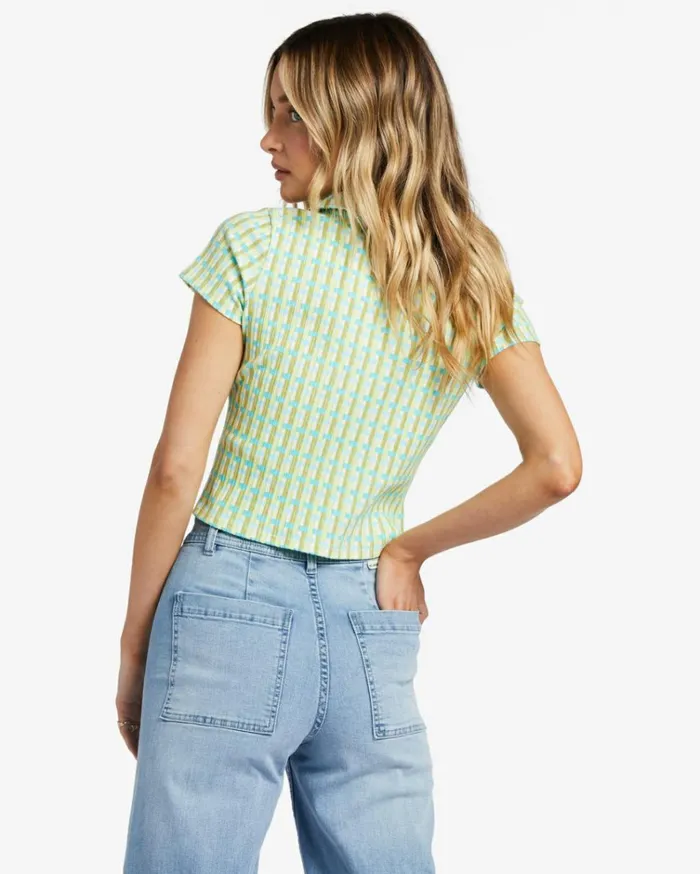 Forever Friend Rib Knit Top Ocean Eyes Women Billabong Tops