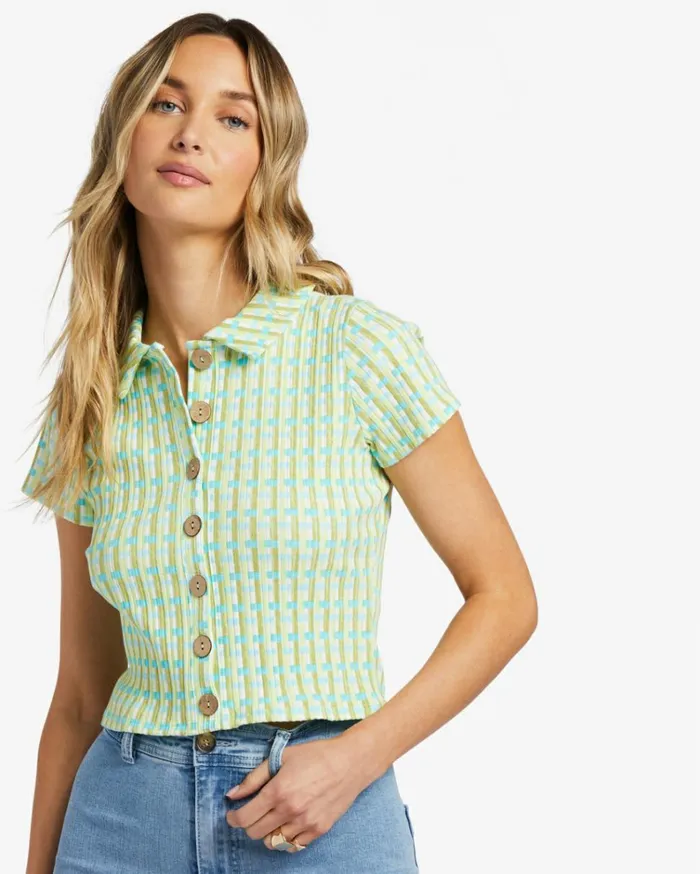 Forever Friend Rib Knit Top Ocean Eyes Women Billabong Tops
