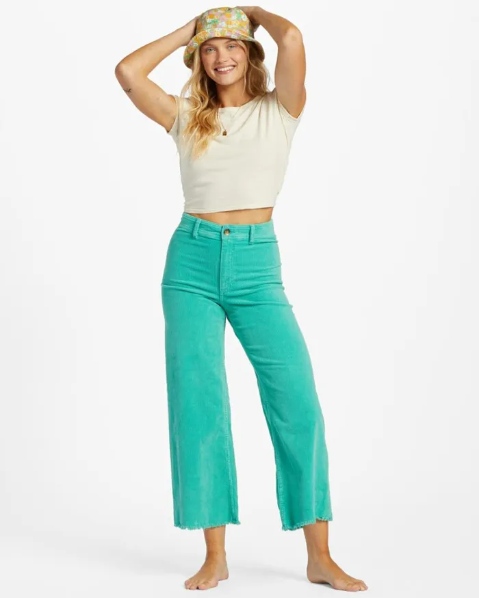 Free Fall WideLeg Corduroy Pants Bright Lagoon Women Billabong Pants