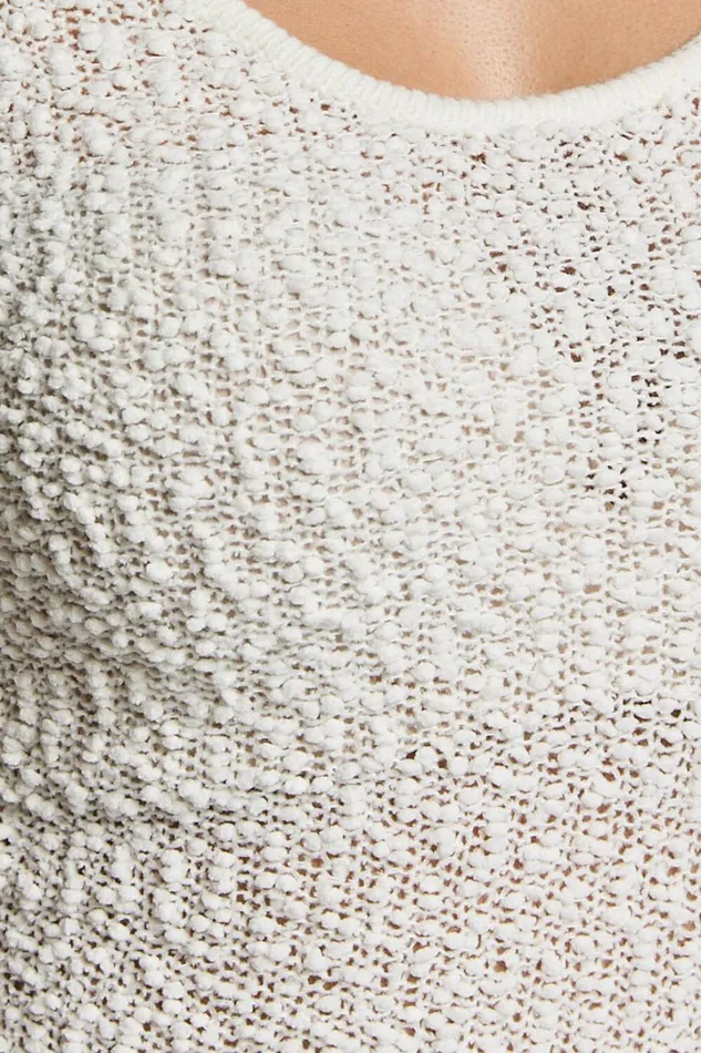 Freya Midi Dress 8211 Scoop Neck Long Sleeve Boucle Knit Dress In Off White Women Showpo Knitwear