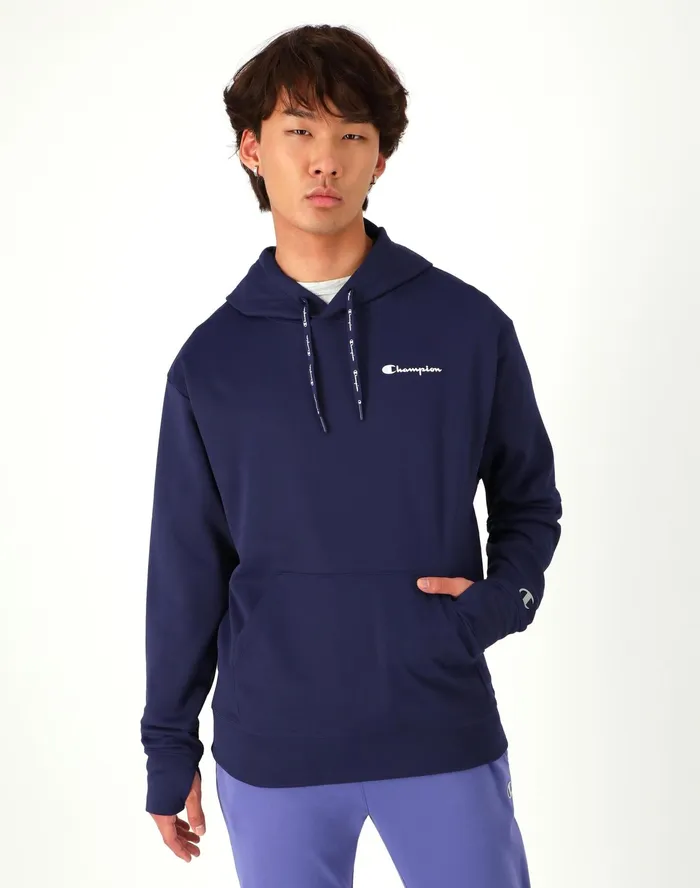 Game Day Hoodie Script Logo Athletic Navy Men Champion Hoodies and Sweatshirts