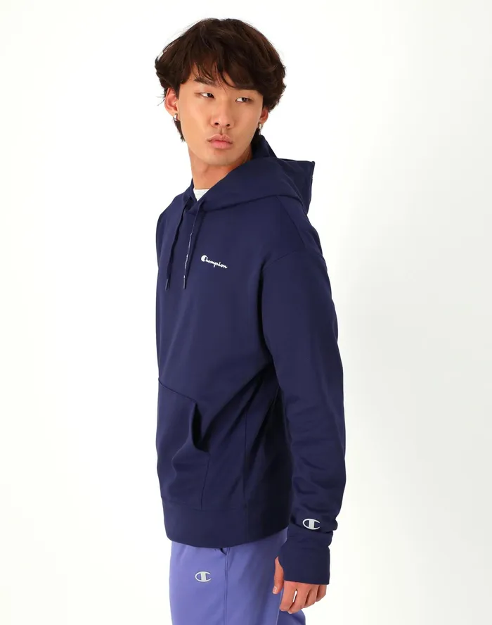 Game Day Hoodie Script Logo Athletic Navy Men Champion Hoodies and Sweatshirts