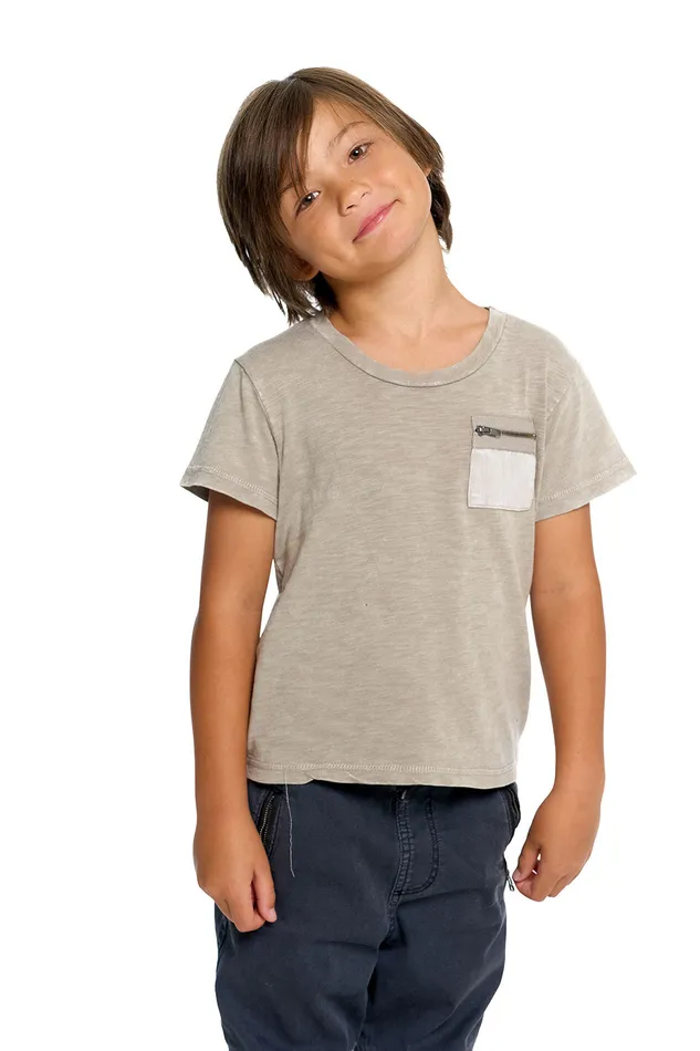 Gauze Jersey Zip Pocket Short Sleeve Tee Tops Chaser Brand Boys