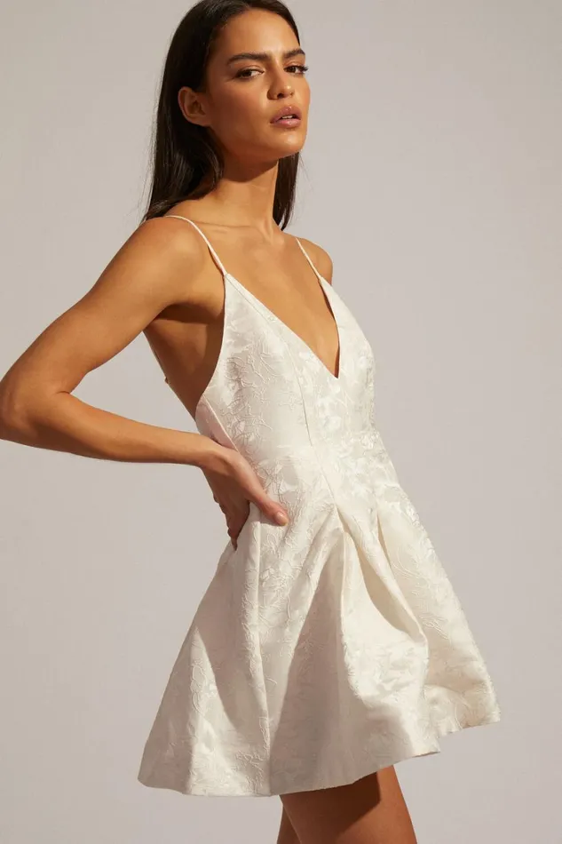 Gemima Mini Dress 8211 Strappy Plunge Neck Fit And Flare Dress In White Women Showpo Curve Clothes