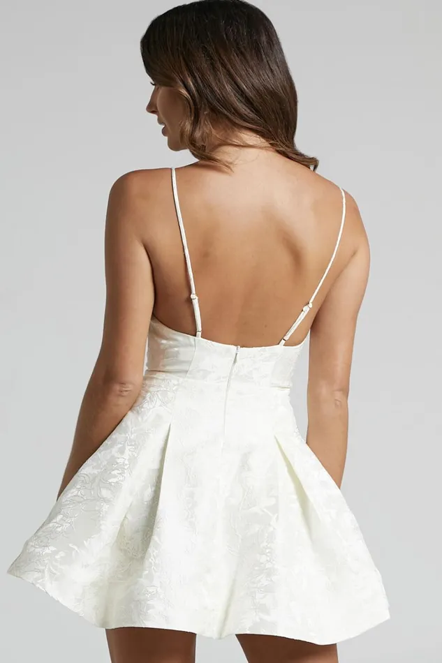 Gemima Mini Dress 8211 Strappy Plunge Neck Fit And Flare Dress In White Women Showpo Curve Clothes