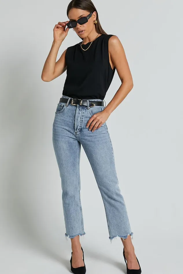 Gia Tee 8211 High Neck Tshirt In Washed Black Women Showpo Basics