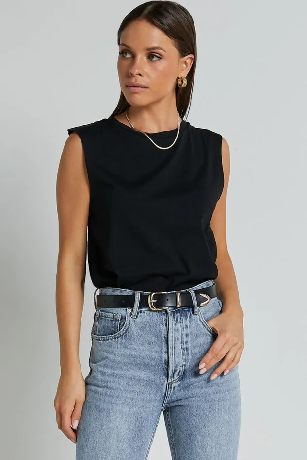 Gia Tee 8211 High Neck Tshirt In Washed Black Women Showpo Basics