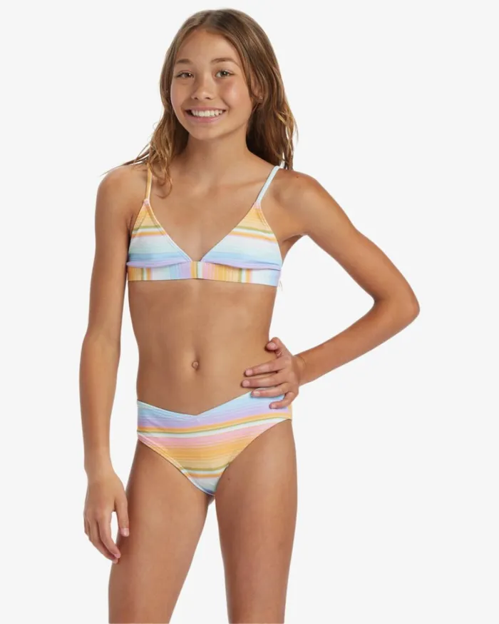 Girl039s Blissed Out Banded Tri Set Bikini Set Multi Kids Billabong Girls039 Swimwear