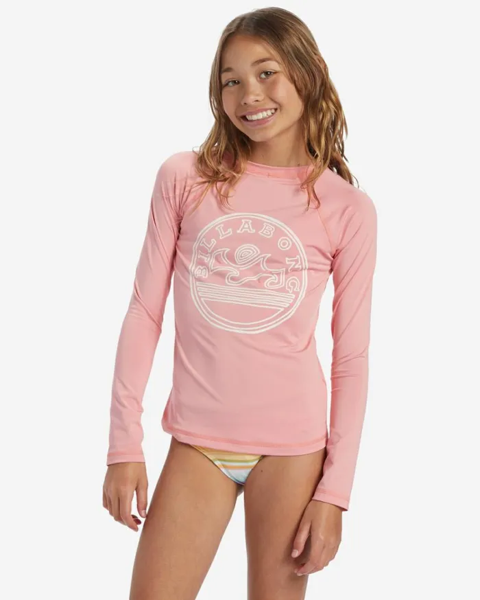 Girl039s Core Surfdaze Long Sleeve Rashguard Surf Tee Flamingo Kids Billabong Girls039 Swimwear Girl039s Core Surfdaze Long Sleeve Rashguard Surf Tee Flamingo Kids Billabong Girls039 Swimwear