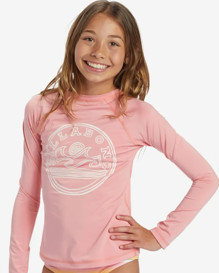 Girl039s Core Surfdaze Long Sleeve Rashguard Surf Tee Flamingo Kids Billabong Girls039 Swimwear