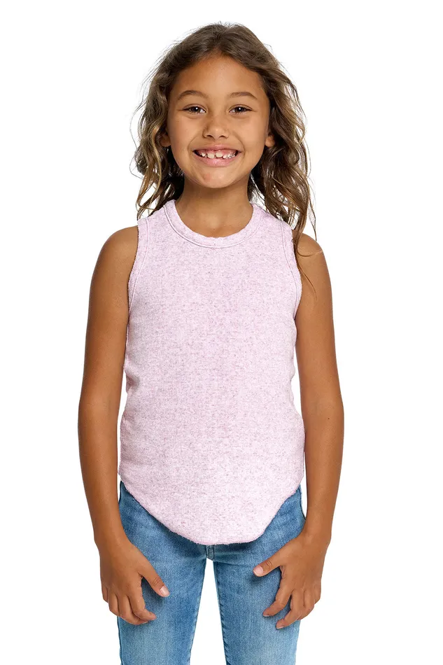 Girls Chaser Brand Linen Rib Racer Tank Tops