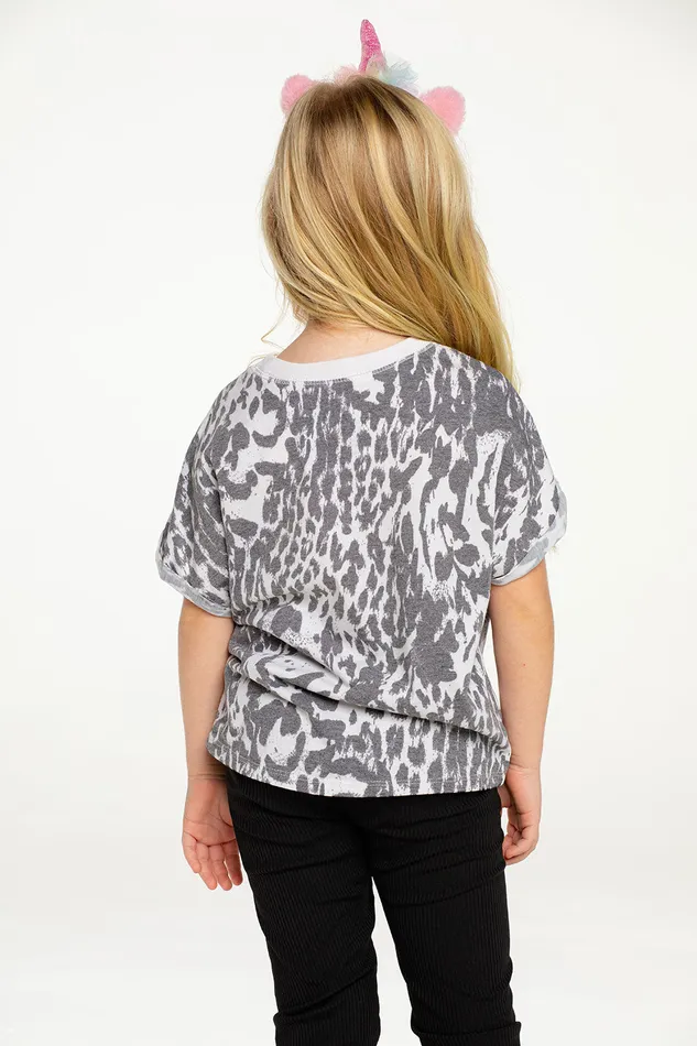 Girls Chaser Brand RPET Vintage Jersey Hi Lo Roll Sleeve Boxy Tee Tops